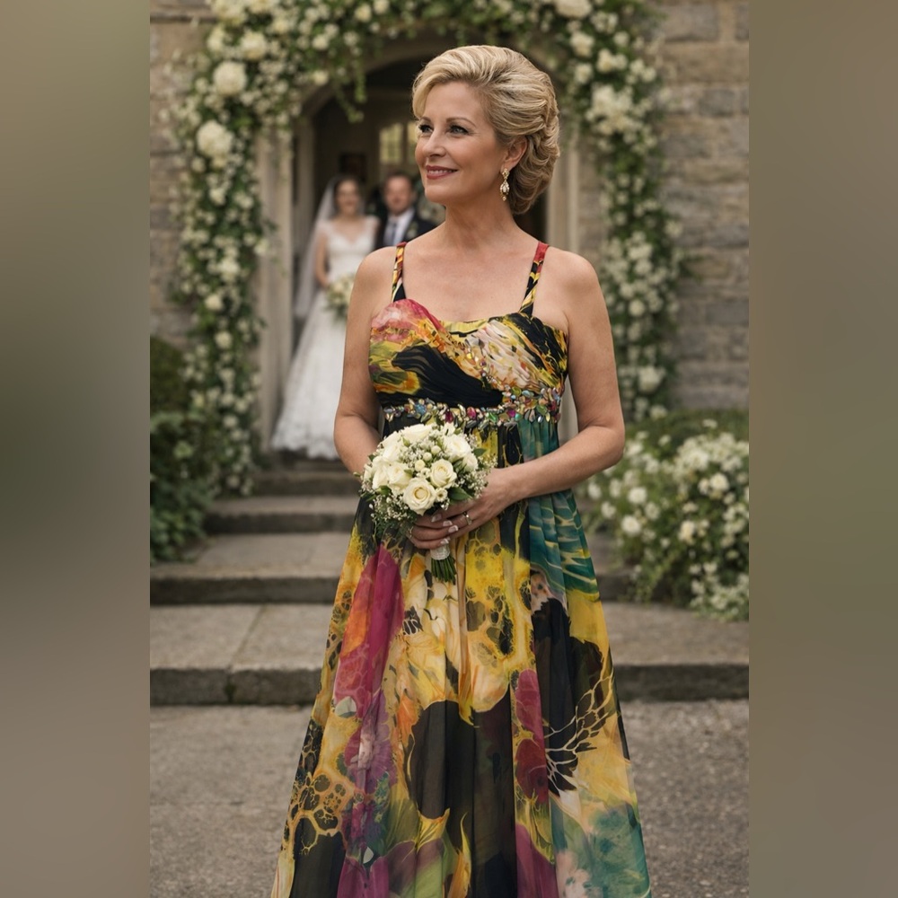 Morrell Maxie Multicolor Floral Formal Gown | Size 16 | Like New